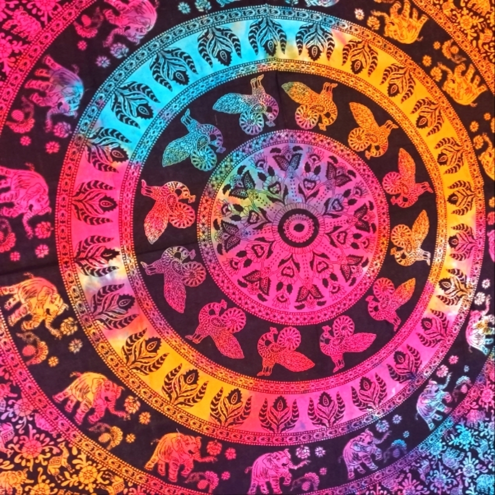 Tapestry multi color screen printed tie dye wall hanging 52x80 elephant …